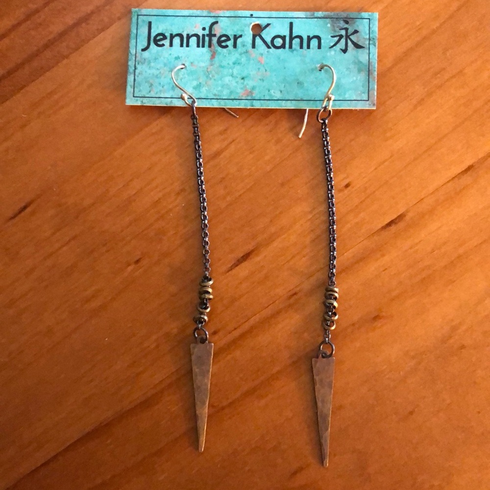 Long Spear Earrings Handmade Mixed Metal from Jennifer Kahn